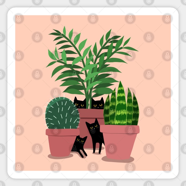 Black Cats and Potted Plants Sticker by KilkennyCat Art